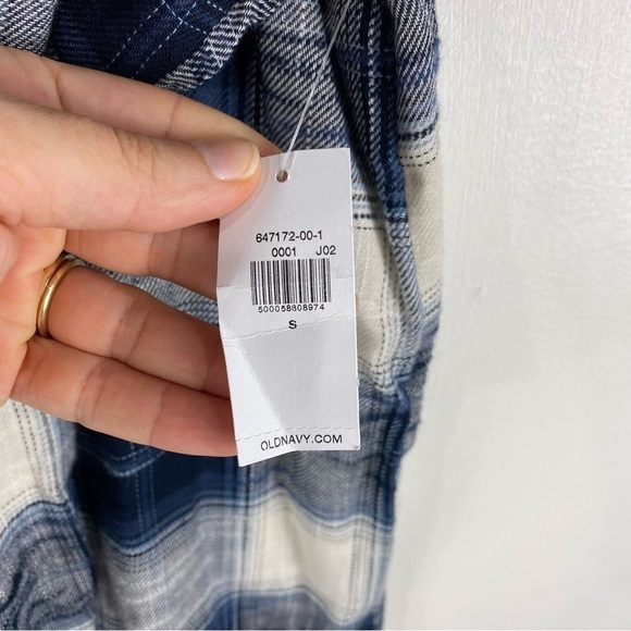 Old Navy Plaid Flannel Pearl Full Snap Up Down Mini Shirt Dress Size Small (NWT) - Picture 5 of 6